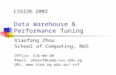 CS5226 2002 Data Warehouse & Performance Tuning Xiaofang Zhou School of Computing, NUS Office: S16-08-20 Email: zhouxf@comp.nus.edu.sg URL: zxf.