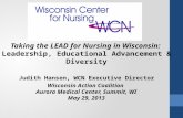 Wisconsin Action Coalition Aurora Medical Center, Summit, WI May 29, 2013 Taking the LEAD for Nursing in Wisconsin: Leadership, Educational Advancement.