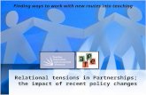 Relational tensions in Partnerships; the impact of recent policy changes Finding ways to work with new routes into teaching.