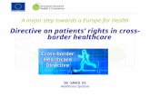 A major step towards a Europe for Health Directive on patients’ rights in cross-border healthcare DG SANCO D2 Healthcare Systems.