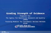 Grading Strength of Evidence Prepared for: The Agency for Healthcare Research and Quality (AHRQ) Training Modules for Systematic Reviews Methods Guide.