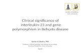 Clinical significance of interleukin-23 and gene polymorphism in Behçets disease Tamer A Gheita, MD Professor of Rheumatology and Clinical Immunology,