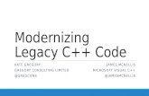 Modernizing Legacy C++ Code KATE GREGORY GREGORY CONSULTING LIMITED @GREGCONS JAMES MCNELLIS MICROSOFT VISUAL C++ @JAMESMCNELLIS.