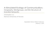A Simulated Ecology of Communication: Geography, Workgroups, and the Structure of Scientist Networks Christopher Liu Rotman/University of Toronto Organization.