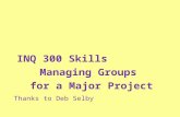 INQ 300 Skills Managing Groups for a Major Project Thanks to Deb Selby.