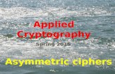Applied Cryptography Spring 2015 Asymmetric ciphers.