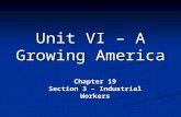 Unit VI – A Growing America Chapter 19 Section 3 – Industrial Workers.