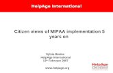 HelpAge International Citizen views of MIPAA implementation 5 years on Sylvia Beales HelpAge International 12 th February 2007 .
