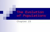 The Evolution of Populations Chapter 23. Topics I. Hardy Weinberg Theorem  Introduction  The theorem  Computing allelic frequencies  Microevolution.