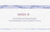 WEEK 8 SYSTEMS OF EQUATIONS DETERMINANTS AND CRAMER’S RULE.