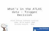 What’s in the ATLAS data : Trigger Decision ATLAS Offline Software Tutorial CERN, 20-22 August 2008 Ricardo Gonçalo - RHUL.
