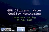 GMR Citizens’ Water Quality Monitoring 2010 data sharing 28 Feb. 2011.
