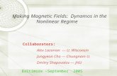Making Magnetic Fields: Dynamos in the Nonlinear Regime Collaborators: Alex Lazarian --- U. Wisconsin Jungyeon Cho --- Chungnam U. Dmitry Shapovalov ---