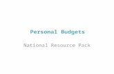 National Resource Pack Personal Budgets. Includes: an overview of the regulations and Code of Practice, in relation to personal budgets an introduction.
