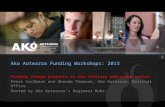 Ako Aotearoa Funding Workshops: 2013 Funding change projects in the tertiary education sector Peter Coolbear and Rhonda Thomson, Ako Aotearoa, National.