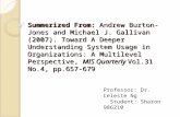 Summerized From: Andrew Burton-Jones and Michael J. Gallivan (2007). Toward A Deeper Understanding System Usage in Organizations: A Multilevel Perspective,