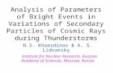 Analysis of Parameters of Bright Events in Variations of Secondary Particles of Cosmic Rays during Thunderstorms N.S. Khaerdinov & A. S. Lidvansky Institute.
