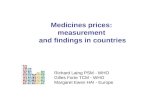Medicines prices: measurement and findings in countries Richard Laing PSM - WHO Gilles Forte TCM - WHO Margaret Ewen HAI - Europe.