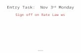 Entry Task: Nov 3 rd Monday Sign off on Rate Law ws MAYHAN.