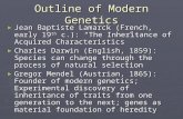 Outline of Modern Genetics ► Jean Baptiste Lamarck (French, early 19 th c.): “The Inheritance of Acquired Characteristics” ► Charles Darwin (English, 1859):