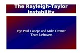 The Rayleigh-Taylor Instability By: Paul Canepa and Mike Cromer Team Leftovers.