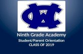 Ninth Grade Academy Student/Parent Orientation CLASS OF 2019.