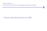 Recent developments at CIAM Markus Amann International Institute for Applied Systems Analysis.