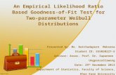 An Empirical Likelihood Ratio Based Goodness-of-Fit Test for Two-parameter Weibull Distributions Presented by: Ms. Ratchadaporn Meksena Student ID: 555020227-5.
