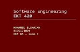 Software Engineering EKT 420 MOHAMED ELSHAIKH 0175171894 KKF 8A – room 4.