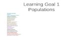 Learning Goal 1 Populations The Science of Ecology Definition – Levels of Organization in Nature – Features of Populations Population Characteristics –