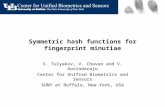 Symmetric hash functions for fingerprint minutiae S. Tulyakov, V. Chavan and V. Govindaraju Center for Unified Biometrics and Sensors SUNY at Buffalo,