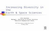 Increasing Diversity in the Earth & Space Sciences Jill Karsten Manager, Education & Career Services American Geophysical Union AGI Geoscience Leadership.