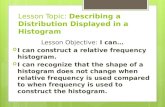 Lesson Topic: Describing a Distribution Displayed in a Histogram Lesson Objective: I can…  I can construct a relative frequency histogram.  I can recognize.