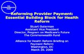 THE COMMONWEALTH FUND THE COMMONWEALTH FUND Reforming Provider Payment: Essential Building Block for Health Reform Stuart Guterman Assistant Vice President.