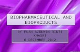BIOPHARMACEUTICAL AND BIOPRODUCTS BY PUAN AZDUWIN BINTI KHASRI 6 DECEMBER 2012 BY PUAN AZDUWIN BINTI KHASRI 6 DECEMBER 2012.