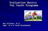 Evaluation Basics for Youth Programs Ben Silliman, Ph.D. Dept. of 4-H Youth Development.