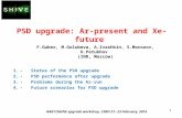 PSD upgrade: Ar-present and Xe-future 1.- Status of the PSD upgrade 2.- PSD performance after upgrade 3.- Problems during the Ar-run 4.- Future scenarios.