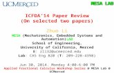 MESA LAB ICFDA’14 Paper Review (On selected two papers) Zhuo Li MESA LAB MESA (Mechatronics, Embedded Systems and Automation) LAB School of Engineering,