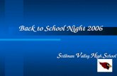 Back to School Night 2006 SVHS S tillman V alley H igh S chool.