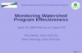 Slide 1 Monitoring Watershed Program Effectiveness April 10, 2008 Webcast at 2-4pm EST Don Meals, Tetra Tech Inc. Steve Dressing, Tetra Tech Inc. Webcast.