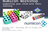 Numicon Workshop Supporting your child with their learning Tuesday 26 th, Thursday 28 th & Friday 29 th November Willow Bank Primary School.