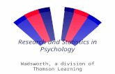 Research and Statistics in Psychology Wadsworth, a division of Thomson Learning.