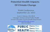 PHAN Conference September 22, 2015 Potential Health Impacts Of Climate Change Scott E. Holmes, MS, REHS Manager, Environmental Public Health Lincoln-Lancaster.