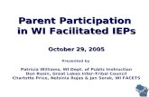 Parent Participation in WI Facilitated IEPs October 29, 2005 Parent Participation in WI Facilitated IEPs October 29, 2005 Presented by Patricia Williams,