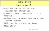 G89.2247 Lect 21 G89.2247 Lecture 2 Regression as paths and covariance structure Alternative “saturated” path models Using matrix notation to write linear.
