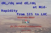 Sasha Milov Focus on Multiplicity Bari June 17, 2004 1 dN ch /dη and dE T /dη at Mid-Rapidity from SIS to LHC Alexander Milov for the PHENIX collaboration.