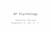 AP Psychology Semester Review Chapters 9, 10, 6, 7.