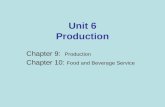 Unit 6 Production Chapter 9: Production Chapter 10: Food and Beverage Service.