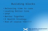 Building blocks Releasing time to care Leading Better Care SPSP Better Together E Health Strategy And of course YOU!!!!