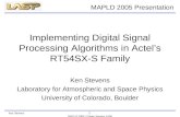 Ken Stevens 1 MAPLD 2005 / Poster Session #158 Ken Stevens Laboratory for Atmospheric and Space Physics University of Colorado, Boulder MAPLD 2005 Presentation.
